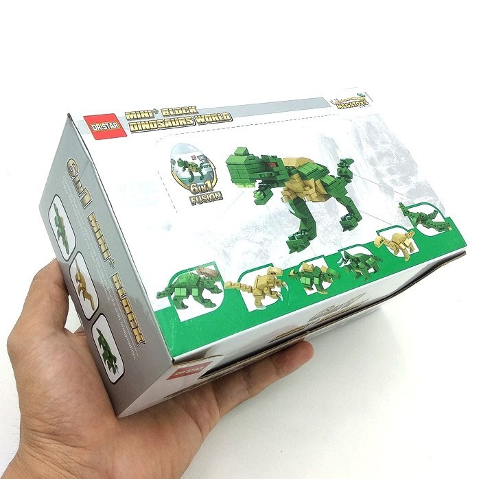 Mega mini Block-Bộ sưu tập 6 trứng khủng long ghép thành khủng long T-rex khổng lồ - 707