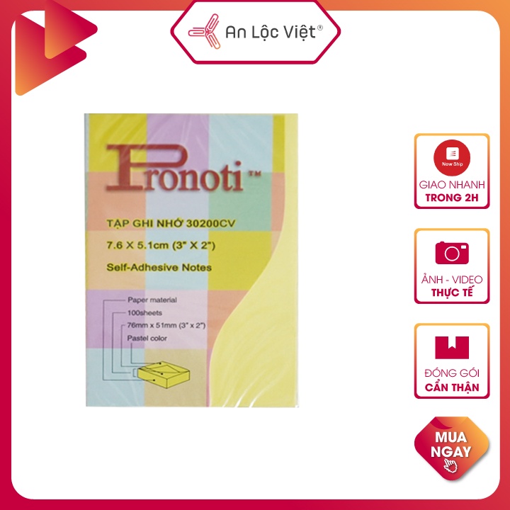 [HÀNG CHÍNH HÃNG] Xấp 100 tờ Giấy Note Ghi Chú Vàng 3x2 - 3x3 - 3x4 - 3x5 inch hiệu Pronoti tiện dụng và chuyên nghiệp