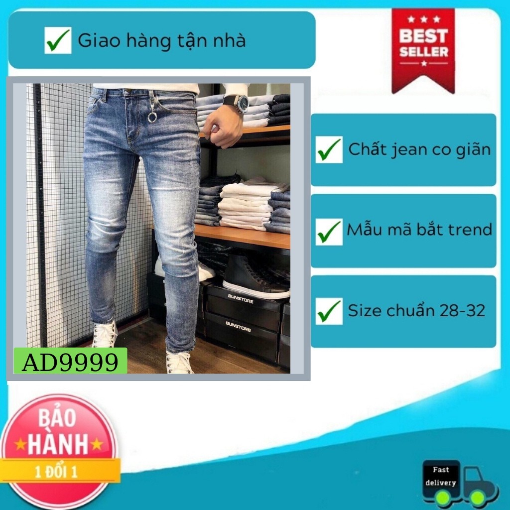 Quần jean nam tenji ad9999tj quần bò nam xanh trơn cào nhẹ cao cấp trẻ trung phong cách tenji store 1 (44-75kg)