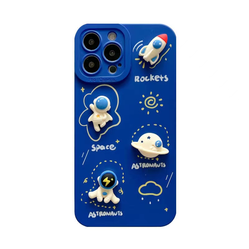 Ốp điện thoại silicon mềm hình phi hành gia 3d màu xanh dương thích hợp cho iPhone 7
