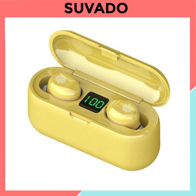 Tai nghe Bluetooth F9 TWS 5.0 bản không dây cảm ứng chống ồn chống nước, tích hợp sạc dự phòng 2000mAh