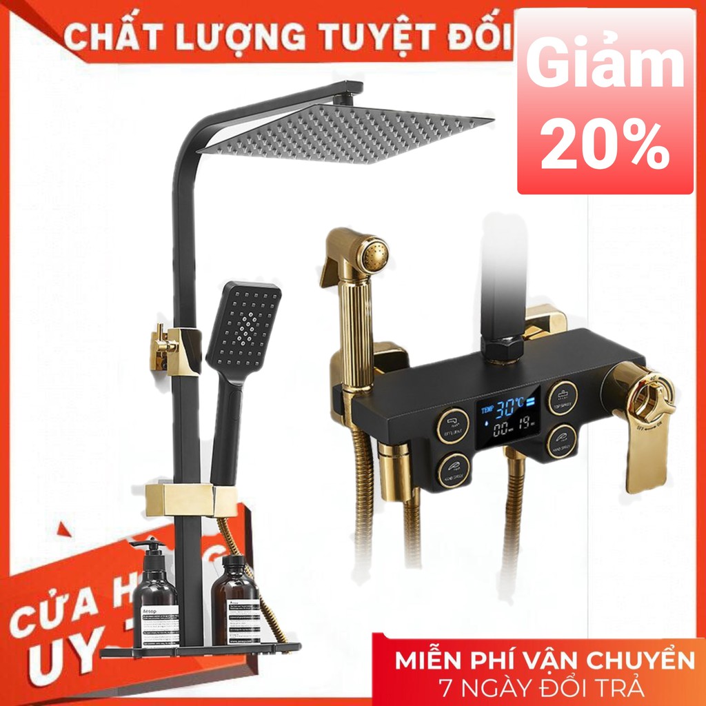 Bộ Sen Cây tắm đứng,Vòi Hoa Sen nóng lạnh TCARE-4PL Cao Cấp màn hình LED và 4 Phím chỉnh nguồn nước cùng trục xoay 360