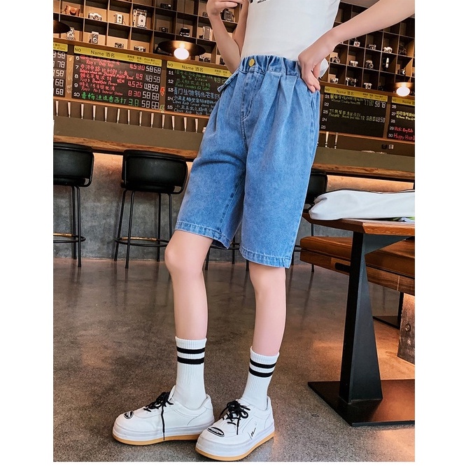 QJ30 Size130-160(25-45kg) Quần jean bé gái (Quần short đùi ngắn) Thời trang trẻ Em hàng quảng châu