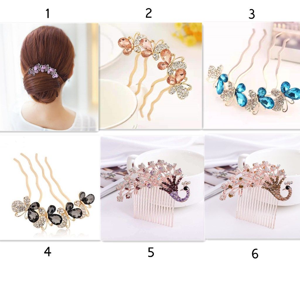Lược cài tóc hình bướm / chim công sang trọng cho cô dâu