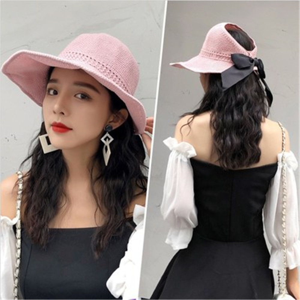 [Hàng mới về] Mũ vành rộng che nắng thắt nơ phong cách đi biển cho nữ