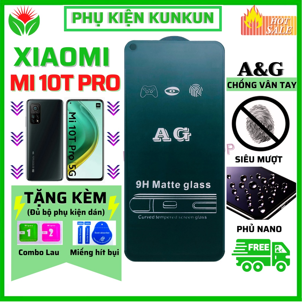[AG Chống vân tay] Kính Cường Lực Xiaomi Mi 10T Pro - Full màn hình - Nhám chống mồ hôi tay - Vuốt siêu mượt