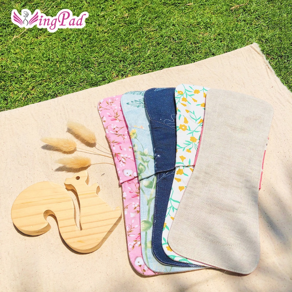 Băng vệ sinh vải WingPad  1 Bộ Size 17cm - HÀNG NGÀY nền XÁM - Kiểu LÕI RỜI