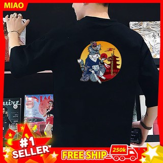 ÁO THUN TAY LỠ UNISEX MÈO HÚT TẨU