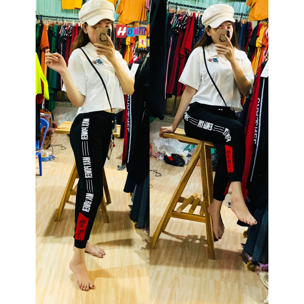 Áo Thun Polo Croptop Tay Lửng Dáng Rộng Ulzzang Thêu Hình