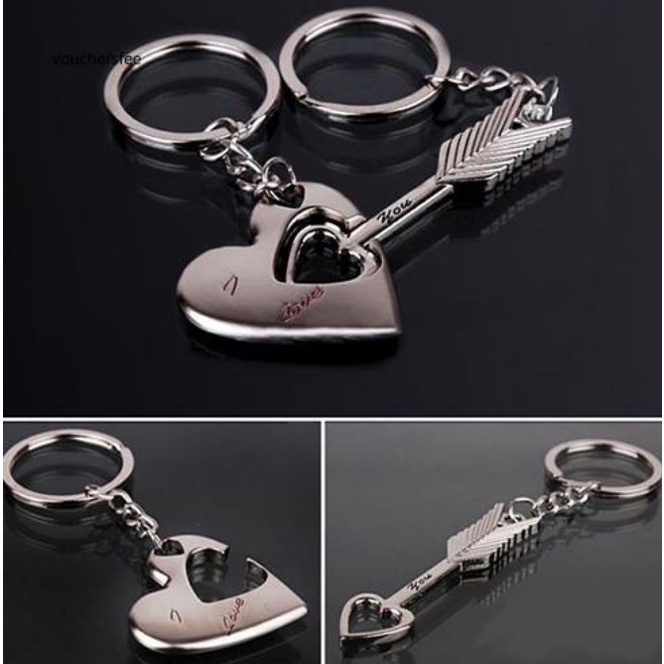 2 Móc khóa hợp kim hình trái tim độc đáo, lãng mạn dùng làm quà tặng ngày Valentine cho cặp đôi
