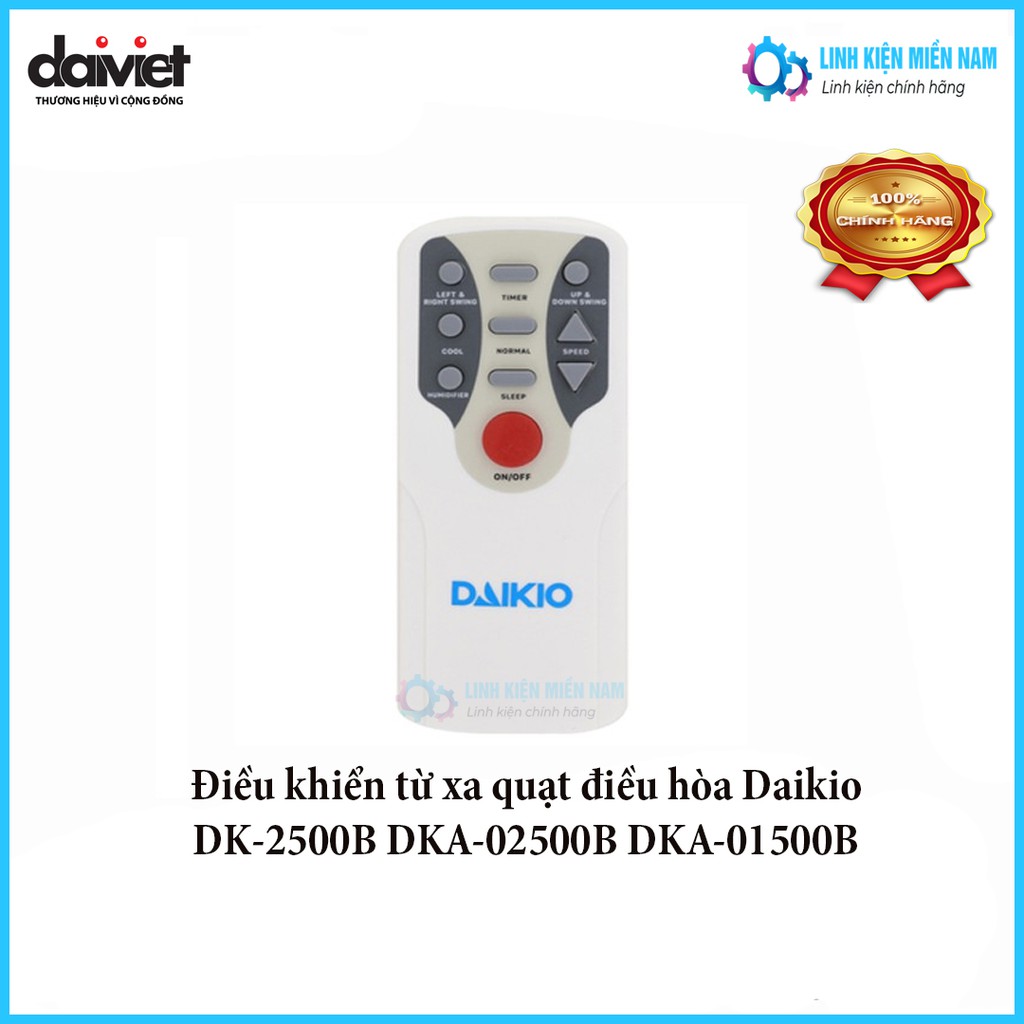 Điều khiển từ xa quạt điều hòa Daikio DKA-02500B DKA 01500B- chính hãng