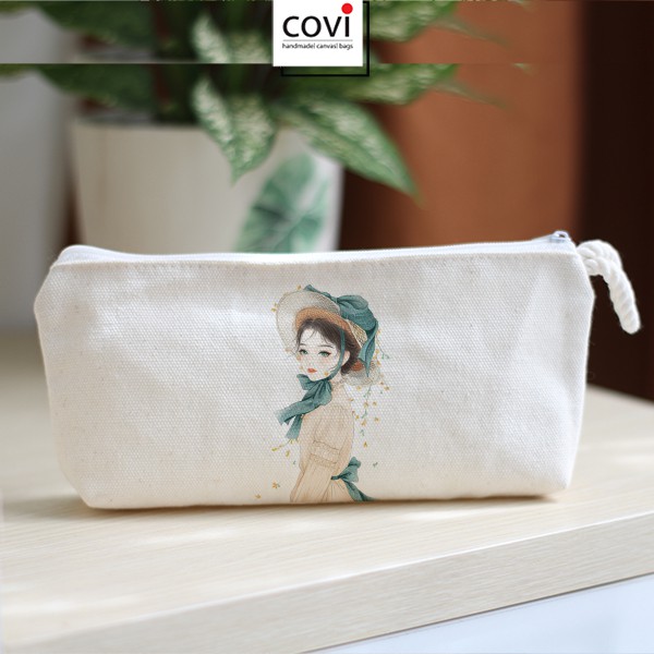 Ví Vải Canvas Thương Hiệu COVI Màu Trắng Mộc