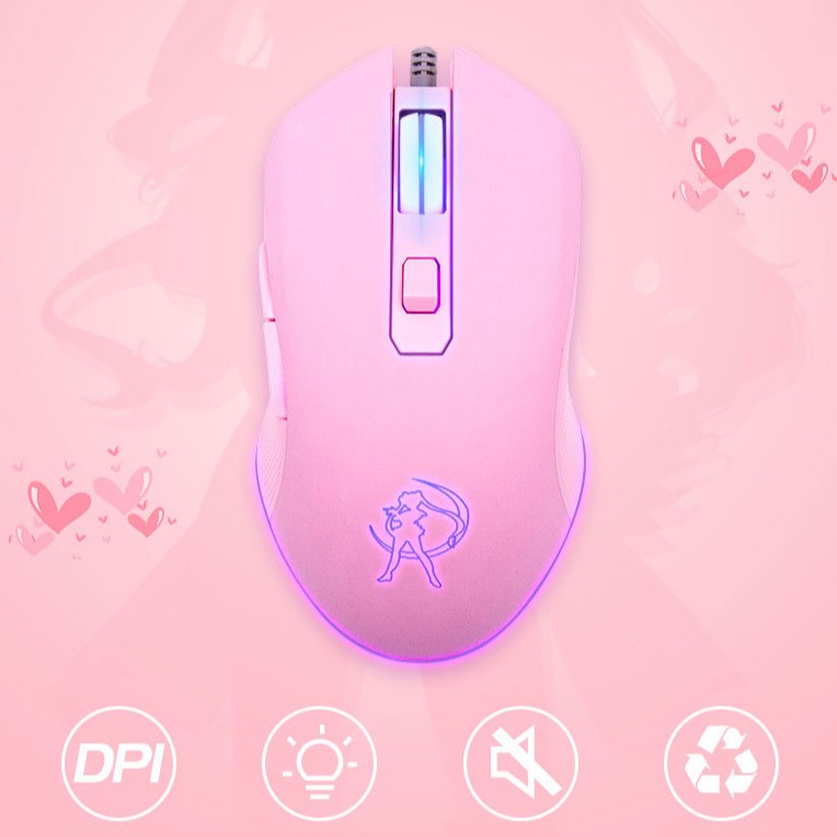 [ Click Chống Ồn ] Chuột Gaming HM09 Pink LED RGB - Siêu Phẩm dành cho nữ game thủ ( BH 12 tháng )