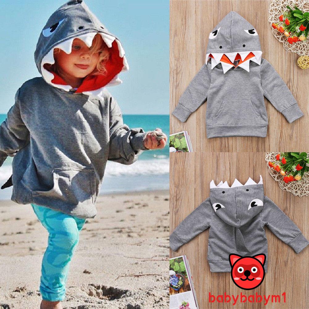 ì _ íCasual Toddler Kids Boys Shark Hooded Tops Hoodie Pocket Jacket Coat Outerwear