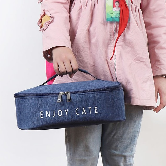 Túi đựng cơm / trữ sữa giữ nhiệt nóng/ lạnh cao cấp hình chữ nhật, chống thấm, khoá kéo kép, túi đựng thức ăn giữ nhiệt