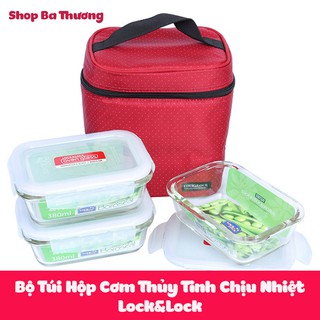BỘ TÚI HỘP CƠM THỦY TINH CHỊU NHIỆT LOCK&LOCK LLG422S4DR1