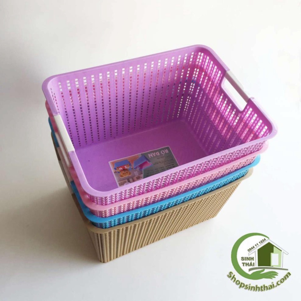 giỏ để đồ vuông góc nhựa Việt Nhật, rổ đựng đồ có quai cầm 3415