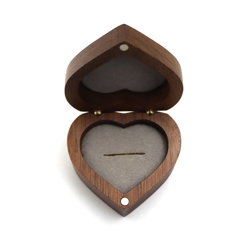 Hộp Đựng Nhẫn Đính Hôn Màu Đen Trơn Hình Trái Tim