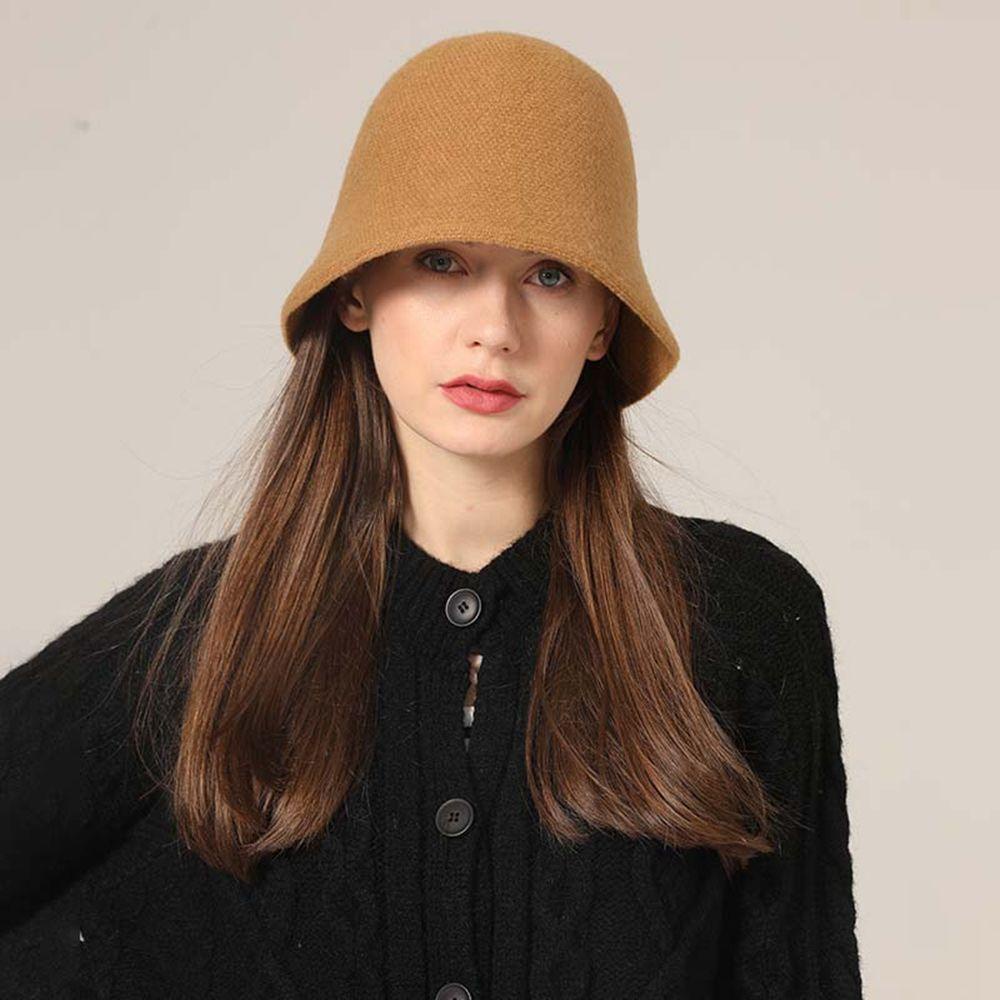 Mũ Bucket Len Màu Ngà Thời Trang Thu Đông Cho Nữ