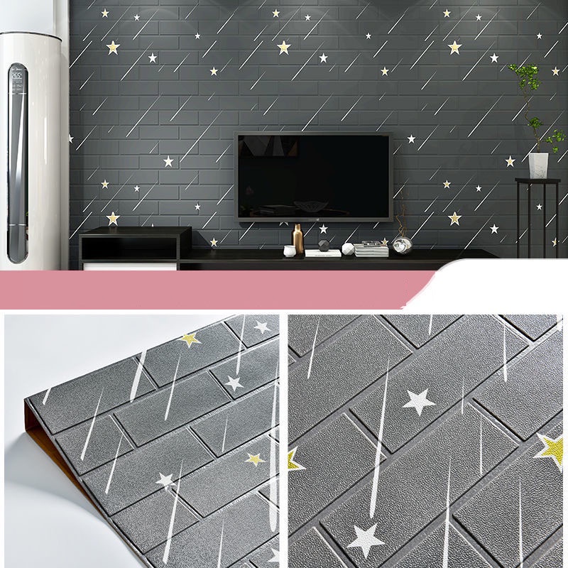 Xốp dán tường Miếng dán tường giả gạch 3D kiểu dáng hoạt hình 35x30cm