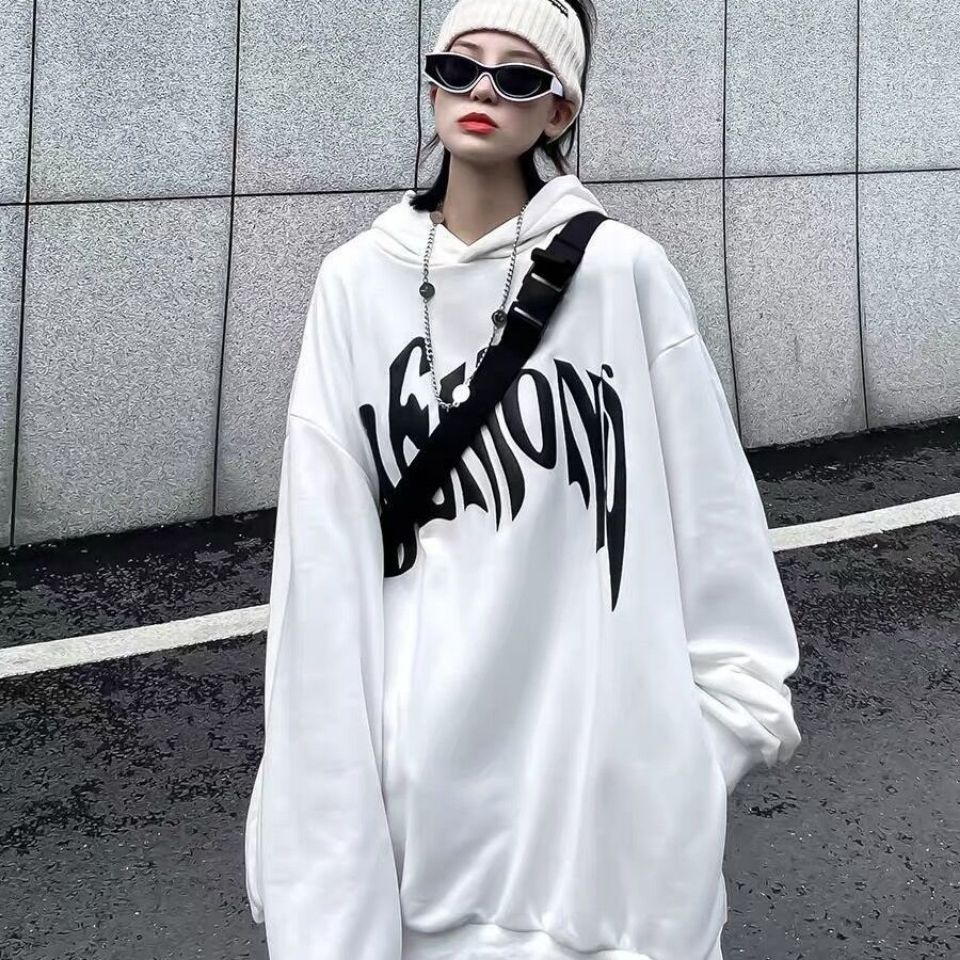 Áo Hoodie Lông Cừu In Chữ Plus Size Phong Cách Hip Hop Cá Tính Cho Nam