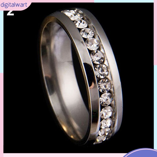 Nhẫn thép titan đính đá thời trang cho cặp đôi