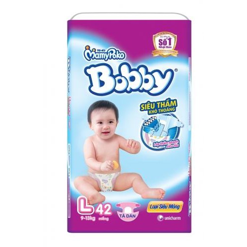 Tã dán Bobby Fresh siêu mỏng L42 (9-13kg) - 42 miếng