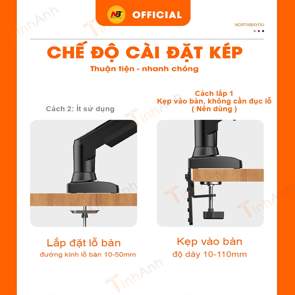 Giá treo màn hình Cao Cấp NB G70 Trắng - Bản nâng cấp 2023 dành cho màn 22 - 35 inch Arm màn hình tải trọng 12Kg