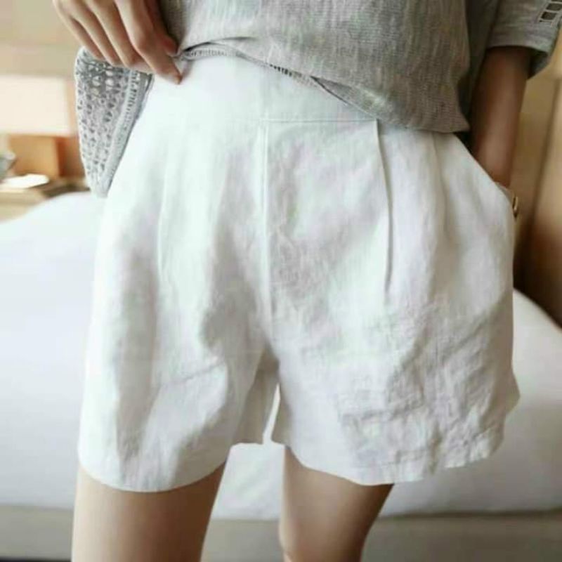 Quần đùi đũi nữ 6 màu💥FREESHIP💥phong cách Hàn vải đũi cao cấp cạp khoá lưng chun |