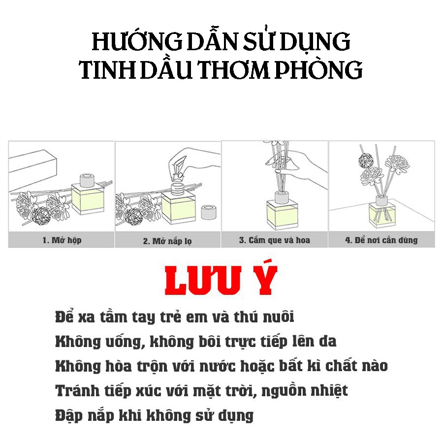 Nước hoa để phòng, tinh dầu thơm phòng, kèm que gỗ khuếch tán thiên nhiên cao cấp