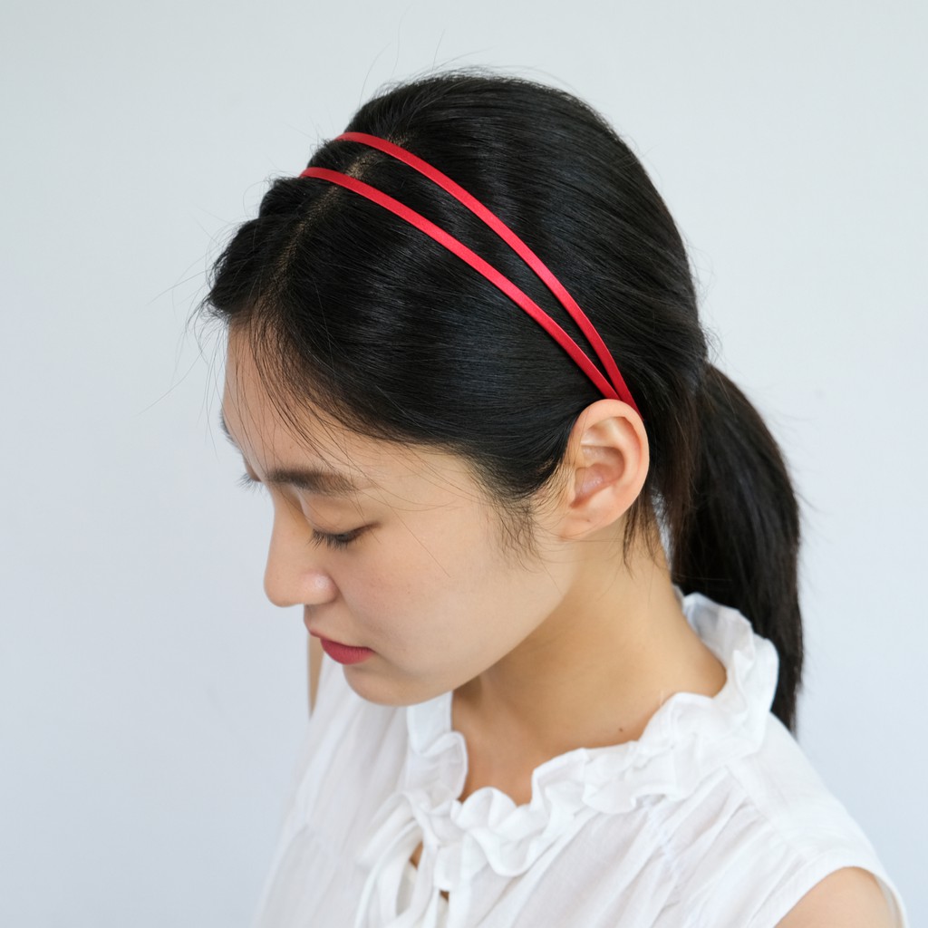 Glossy double headband - băng đô cài tóc đôi bọc vải lụa