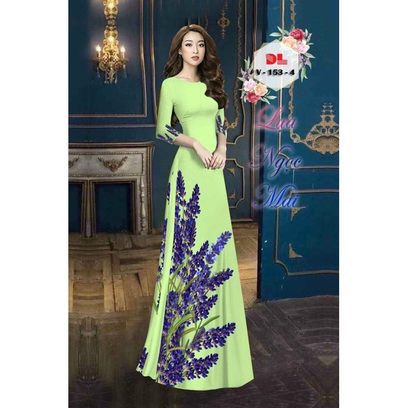 Vải áo dài hoa lavender