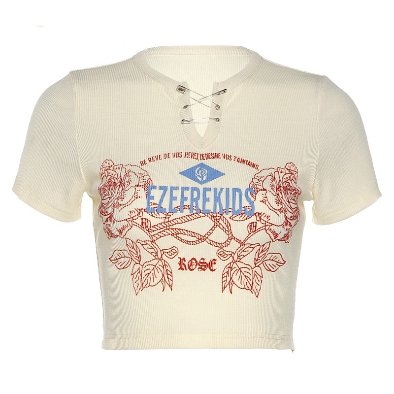 NUZIRO  Áo thun  ngắn tay dáng ôm in họa tiết vui nhộn thời trang cho nữ