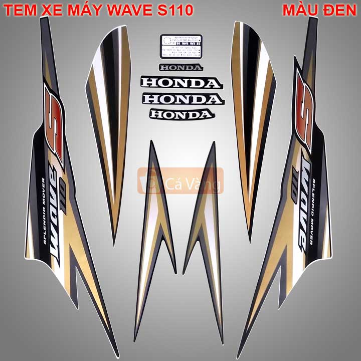 Tem xe máy Wave S110 MÀU ĐEN, chất lượng như ZIN Chính Hãng