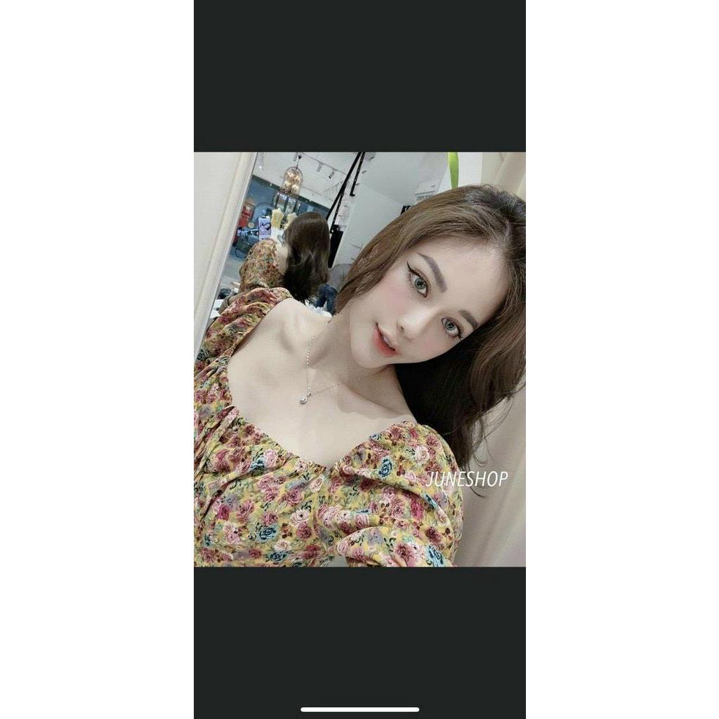 Váy hoa cúp ngực cổ nơ xinh