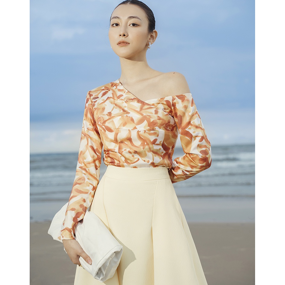 REINA - Sơ Mi Lệch Vai và Chân Váy Midi