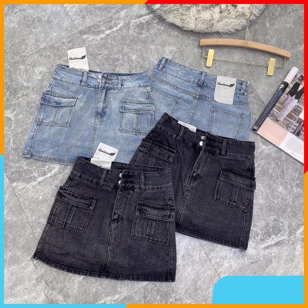 Váy jean co giãn túi hộp Chollima có quần trong VJ07
