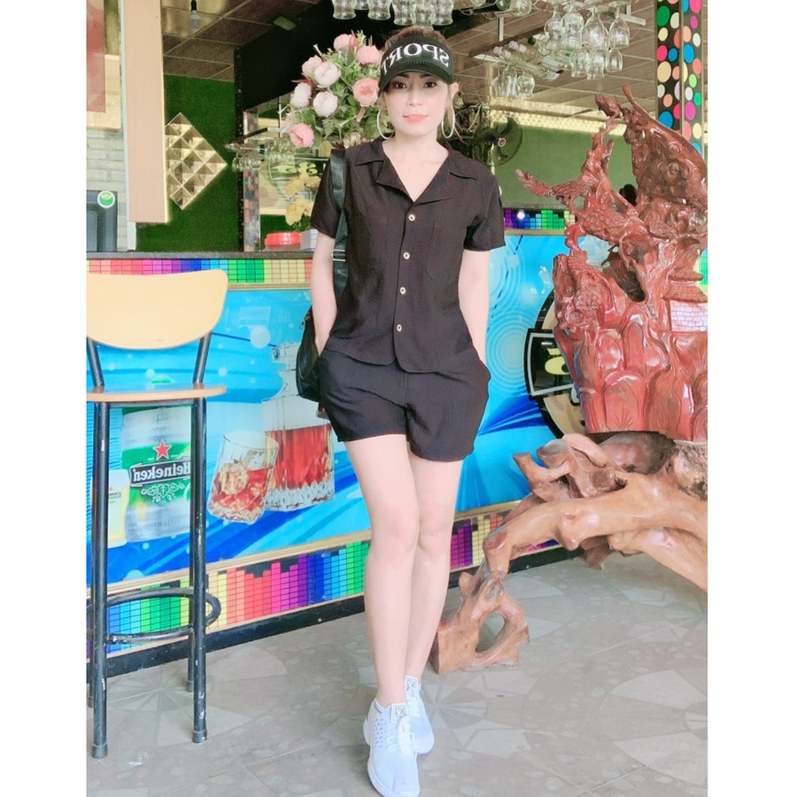Set bộ linen cổ vet năng động S03- Lady Fashion