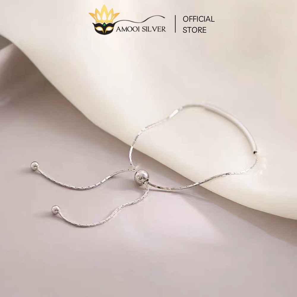 Lắc Tay Bạc S925 Mẫu Thanh Ngang Thắt Dây Rút Thanh Lịch - Amooi Silver AT61