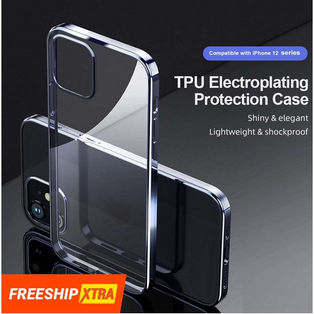 Ốp lưng dẻo viền màu iPhone 12 6.1/ 12 Pro 6.1 TPU electroplating protection hiệu Rock chính Hãng
