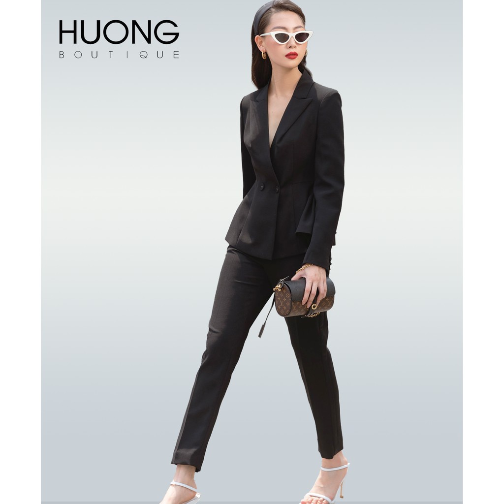 HUONGBOUTIQUE Set vest đen nữ công sở HBVEST121