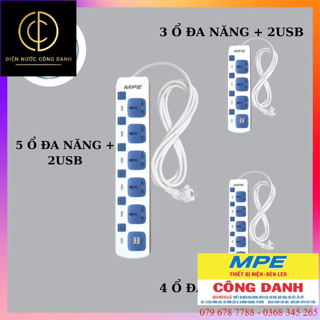 Ổ cắm dây đa năng có cổng sạc USB MPE