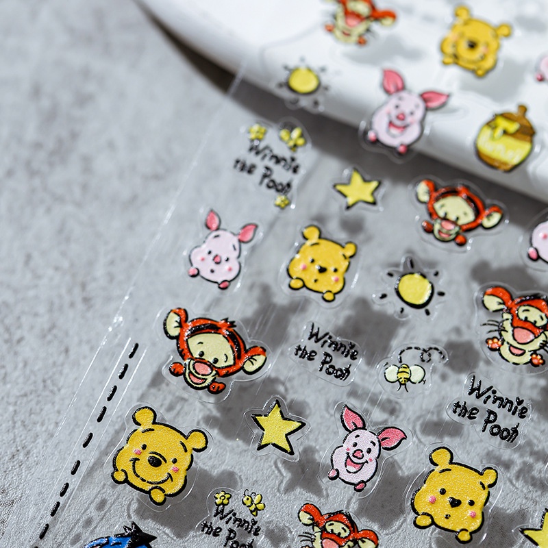 Miếng Dán Dập Nổi Họa Tiết Gấu Mật Ong 5D Trang Trí Móng Tay TS1244