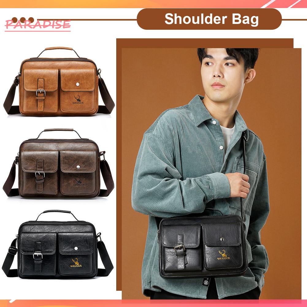 Túi Xách Da PU Nhiều Ngăn Phong Cách Vintage Cho Nam