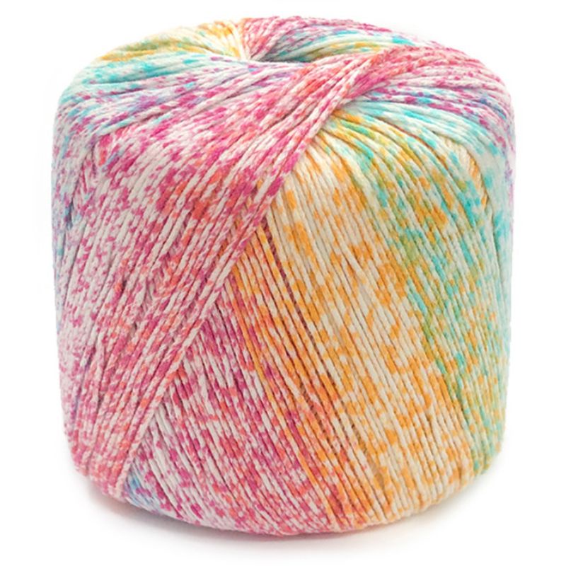 Cuộn Dây Cotton 8 Sợi Màu Cầu Vồng Đan Khăn Choàng Thủ Công 40g