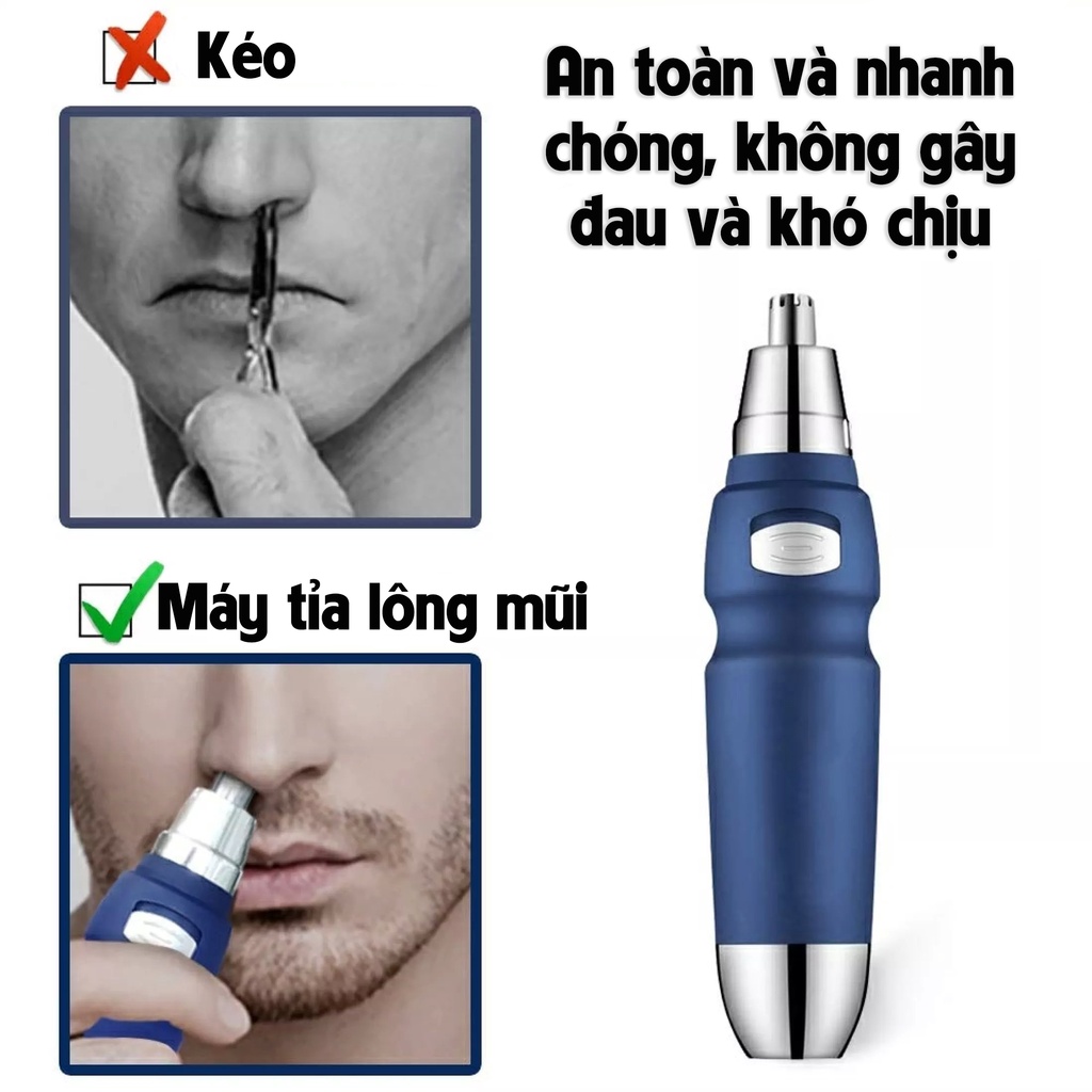 Máy Tỉa Lông Mũi mini, dụng cụ cắt lông MŨI/ TAI / RÂU mini phiên bản nâng cấp thép không gỉ 2023