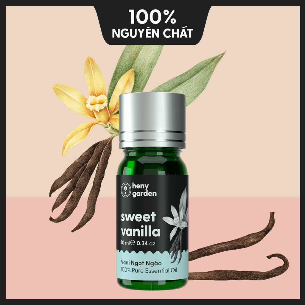 Tinh Dầu Vani Vanilla Organic Thiên Nhiên Nguyên Chất Đậm Đặc Xông Thơm Phòng, Làm Nến Thơm HENY GARDEN
