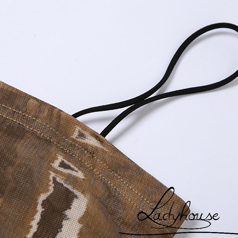 Áo Croptop Trễ Vai Không Tay In Họa Tiết Thời Trang Xuân Thu Cho Nữ