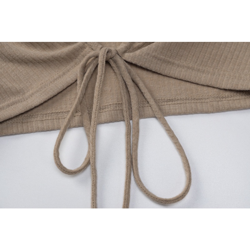 DUNEA Áo thun tay dài cổ khoét sâu thiết kế quyến rũ thời trang cho nữ