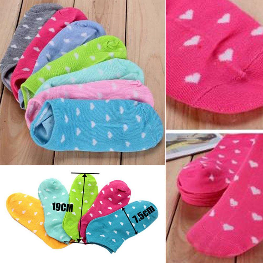 QQMALL Set 5 Đôi Tất Thể Thao Cổ Thuyền Màu Kẹo Ngọt Mới Cho Nữ